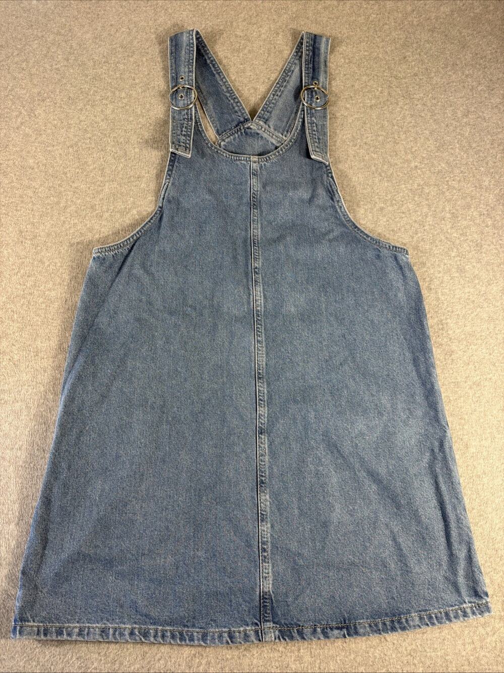 Denim Pinafore Mini Dress in Blue